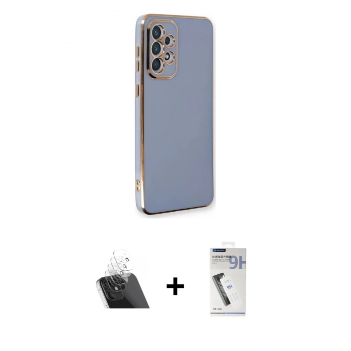 MARSİLYAN™- Galaxy A33 5G Kılıf Yankı Serisi - Şeffaf Uv Polymer Nano Ekran Koruyucu + Şeffaf Kamera Lens Koruma Cam