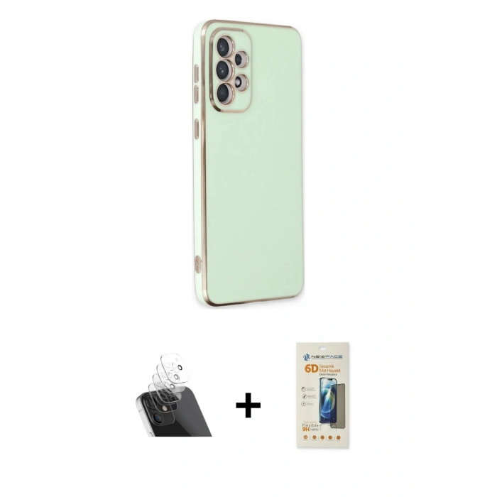 MARSİLYAN™- Galaxy A33 5G Kılıf Yankı Serisi - Siyah 6D Mat Seramik Hayalet Nano Ekran Koruyucu + Kamera Lens Koruma Cam - SF