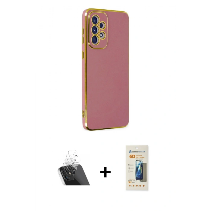 MARSİLYAN™- Galaxy A33 5G Kılıf Yankı Serisi - Siyah 6D Mat Seramik Hayalet Nano Ekran Koruyucu + Kamera Lens Koruma Cam - SF