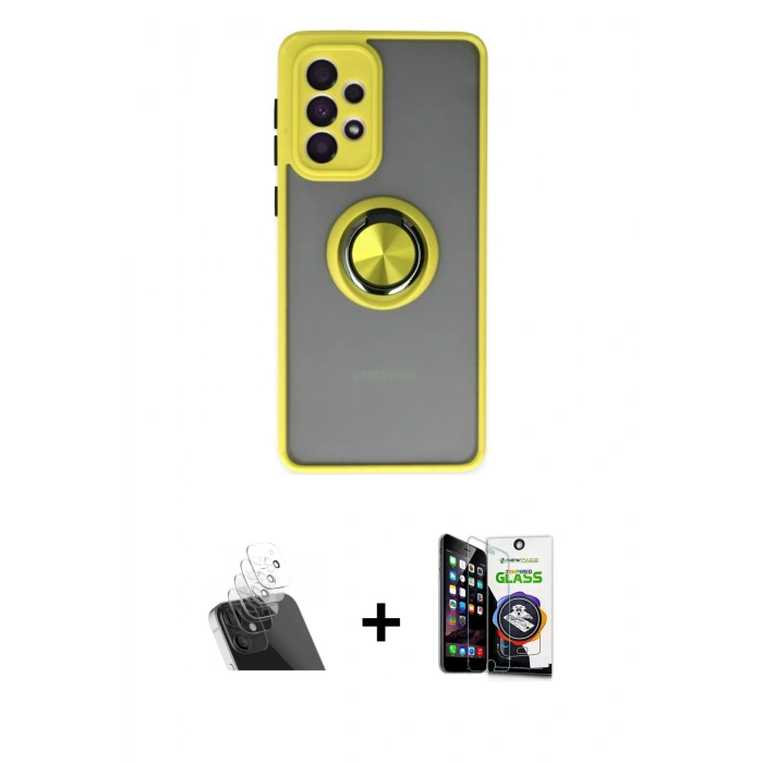 MARSİLYAN™- Galaxy A33 5G Kılıf Yörünge Çizgi - Şeffaf Temperli Cam Ekran Koruyucu + Kamera Lens Koruma Cam - SF