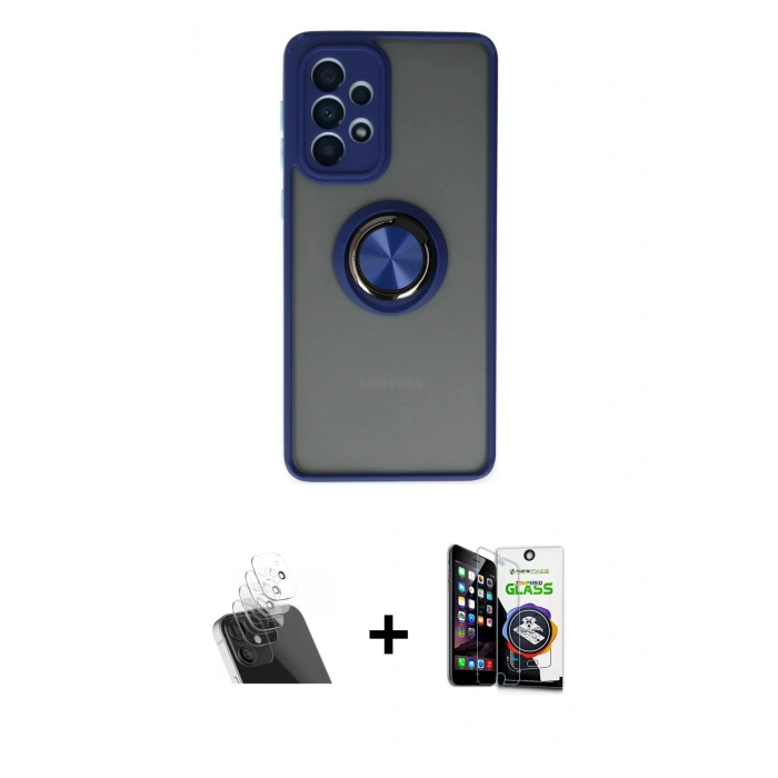 MARSİLYAN™- Galaxy A33 5G Kılıf Yörünge Çizgi - Şeffaf Temperli Cam Ekran Koruyucu + Kamera Lens Koruma Cam - SF