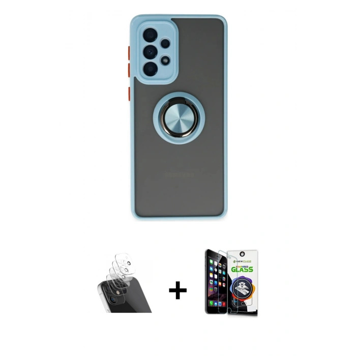MARSİLYAN™- Galaxy A33 5G Kılıf Yörünge Çizgi - Şeffaf Temperli Cam Ekran Koruyucu + Kamera Lens Koruma Cam - SF