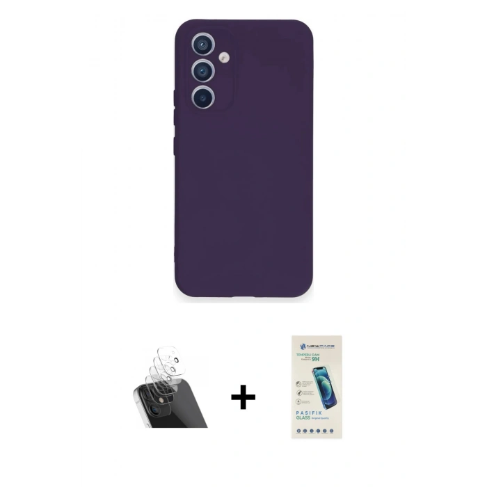 MARSİLYAN™- Galaxy A34 5G Kılıf Ahenk Serisi - Şeffaf Pasifik Cam Ekran Koruyucu + Kamera Lens Koruma Cam - SF