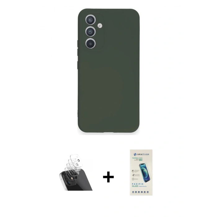 MARSİLYAN™- Galaxy A34 5G Kılıf Ahenk Serisi - Şeffaf Pasifik Cam Ekran Koruyucu + Kamera Lens Koruma Cam - SF