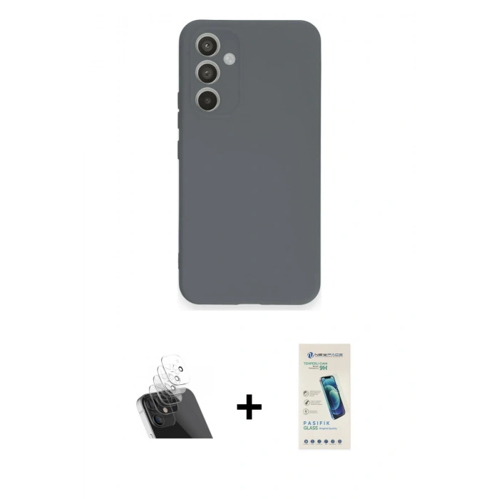 MARSİLYAN™- Galaxy A34 5G Kılıf Ahenk Serisi - Şeffaf Pasifik Cam Ekran Koruyucu + Kamera Lens Koruma Cam - SF