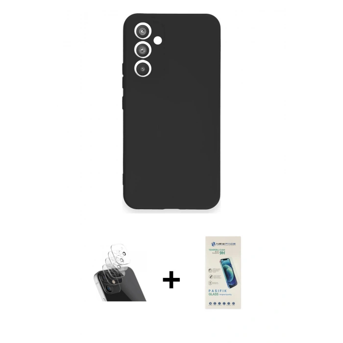 MARSİLYAN™- Galaxy A34 5G Kılıf Ahenk Serisi - Şeffaf Pasifik Cam Ekran Koruyucu + Kamera Lens Koruma Cam - SF