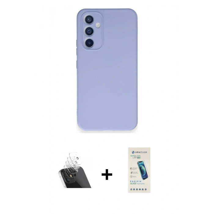 MARSİLYAN™- Galaxy A34 5G Kılıf Ahenk Serisi - Şeffaf Pasifik Cam Ekran Koruyucu + Kamera Lens Koruma Cam - SF