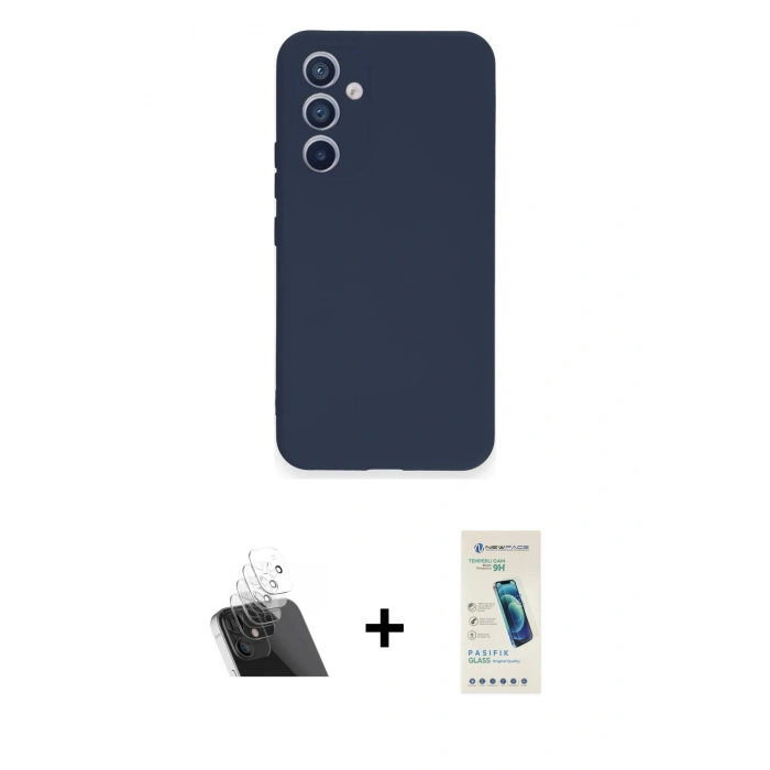 MARSİLYAN™- Galaxy A34 5G Kılıf Ahenk Serisi - Şeffaf Pasifik Cam Ekran Koruyucu + Kamera Lens Koruma Cam - SF