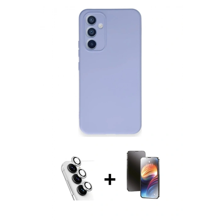 MARSİLYAN™- Galaxy A34 5G Kılıf Ahenk Serisi - Siyah 3D Antistatik Mat Seramik Nano Ekran Koruyucu + Valdez Metal Kamera Lens - GS