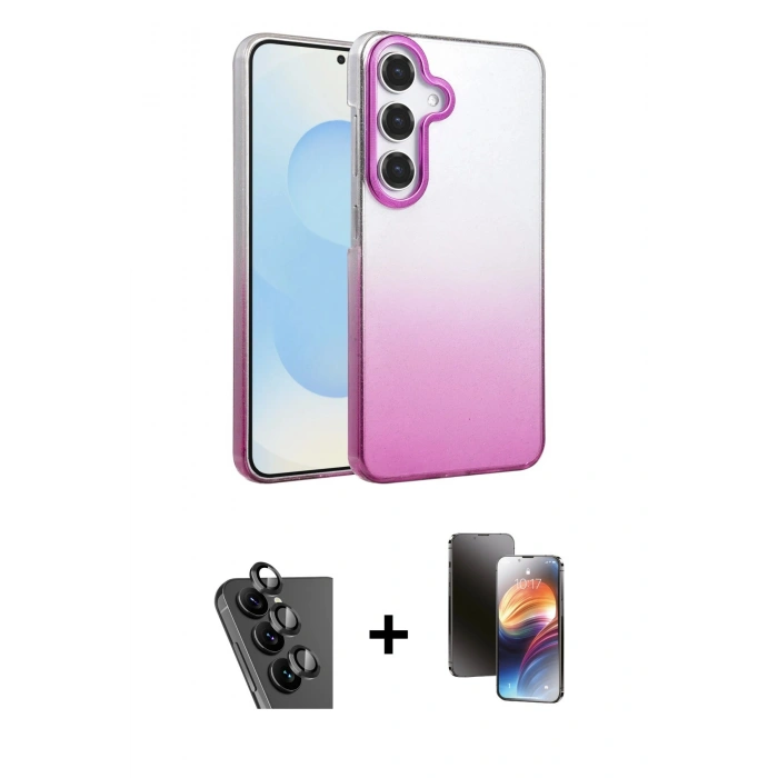 MARSİLYAN™- Galaxy A34 5G Kılıf Kıvılcım Minimal Özel Seri - Siyah 3D Antistatik Mat Seramik Nano Ekran Koruyucu + Siyah Valdez Metal Kamera Lens