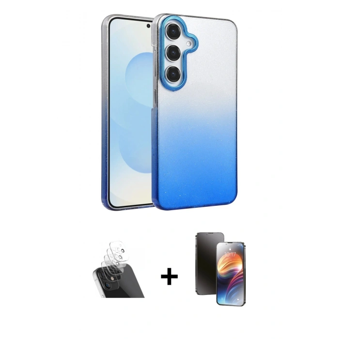 MARSİLYAN™- Galaxy A34 5G Kılıf Kıvılcım Minimal Özel Seri - Siyah 3D Antistatik Mat Seramik Nano Ekran Koruyucu + Kamera Lens Koruma Cam - SF
