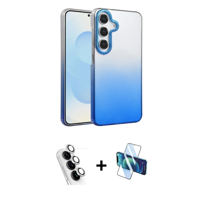 MARSİLYAN™- Galaxy A34 5G Kılıf Kıvılcım Minimal Özel Seri - Siyah 3D Antistatik Seramik Nano Ekran Koruyucu + Valdez Metal Kamera Lens - GS