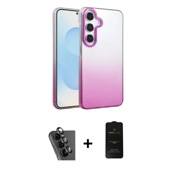 MARSİLYAN™- Galaxy A34 5G Kılıf Kıvılcım Minimal Özel Seri - Siyah 6D Antistatik Mat Seramik Hayalet Nano Ekran Koruyucu + Valdez Metal Kamera Lens - SH