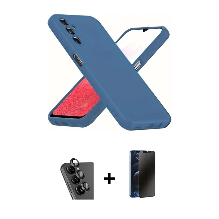 MARSİLYAN™- Galaxy A34 5G Kılıf Kozmos Yansıma Özel Seri - Siyah 3D Antistatik Hayalet Cam Ekran Koruyucu + Valdez Metal Kamera Lens - SH