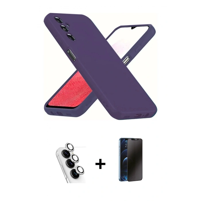 MARSİLYAN™- Galaxy A34 5G Kılıf Kozmos Yansıma Özel Seri - Siyah 3D Antistatik Hayalet Cam Ekran Koruyucu + Valdez Metal Kamera Lens - GS