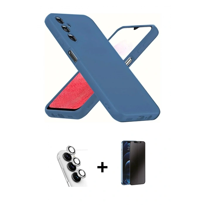 MARSİLYAN™- Galaxy A34 5G Kılıf Kozmos Yansıma Özel Seri - Siyah 3D Antistatik Hayalet Cam Ekran Koruyucu + Valdez Metal Kamera Lens - GS