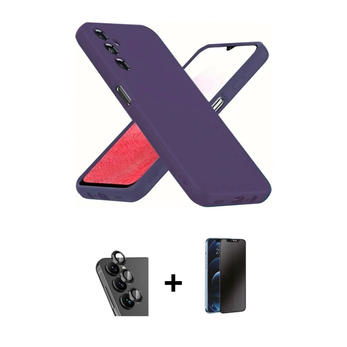 MARSİLYAN™- Galaxy A34 5G Kılıf Kozmos Yansıma Özel Seri - Siyah 3D Antistatik Hayalet Cam Ekran Koruyucu + Valdez Metal Kamera Lens - SH