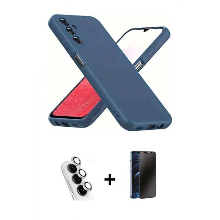 MARSİLYAN™- Galaxy A34 5G Kılıf Kozmos Yansıma Özel Seri - Siyah 3D Antistatik Hayalet Cam Ekran Koruyucu + Valdez Metal Kamera Lens - GS
