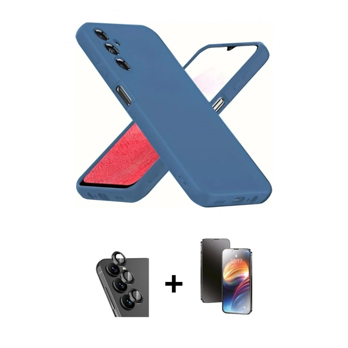 MARSİLYAN™- Galaxy A34 5G Kılıf Kozmos Yansıma Özel Seri - Siyah 3D Antistatik Mat Seramik Nano Ekran Koruyucu + Valdez Metal Kamera Lens - SH