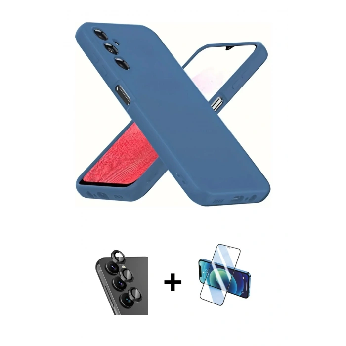 MARSİLYAN™- Galaxy A34 5G Kılıf Kozmos Yansıma Özel Seri - Siyah 3D Antistatik Seramik Nano Ekran Koruyucu + Valdez Metal Kamera Lens - SH