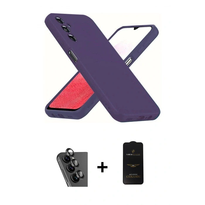 MARSİLYAN™- Galaxy A34 5G Kılıf Kozmos Yansıma Özel Seri - Siyah 6D Antistatik Mat Seramik Hayalet Nano Ekran Koruyucu + Valdez Metal Kamera Lens - SH