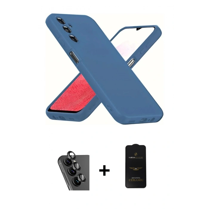 MARSİLYAN™- Galaxy A34 5G Kılıf Kozmos Yansıma Özel Seri - Siyah 6D Antistatik Mat Seramik Hayalet Nano Ekran Koruyucu + Valdez Metal Kamera Lens - SH
