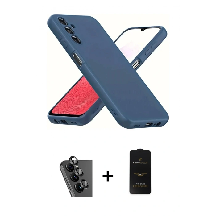 MARSİLYAN™- Galaxy A34 5G Kılıf Kozmos Yansıma Özel Seri - Siyah 6D Antistatik Mat Seramik Hayalet Nano Ekran Koruyucu + Valdez Metal Kamera Lens - SH