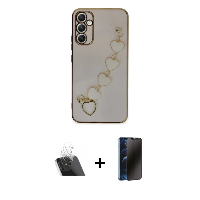 MARSİLYAN™- Galaxy A34 5G Kılıf Nova Işık Prime - Siyah 3D Antistatik Hayalet Cam Ekran Koruyucu + Kamera Lens Koruma Cam - SF