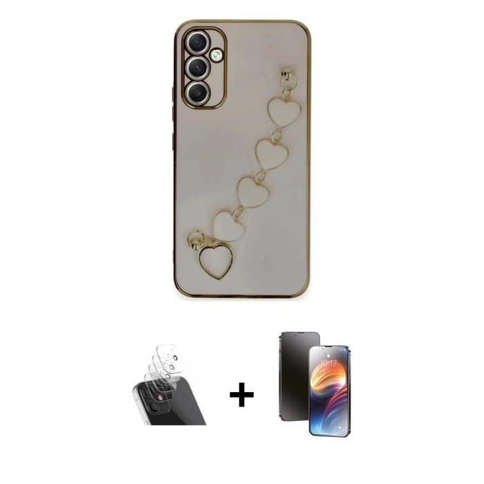 MARSİLYAN™- Galaxy A34 5G Kılıf Nova Işık Prime - Siyah 3D Antistatik Mat Seramik Nano Ekran Koruyucu + Kamera Lens Koruma Cam - SF