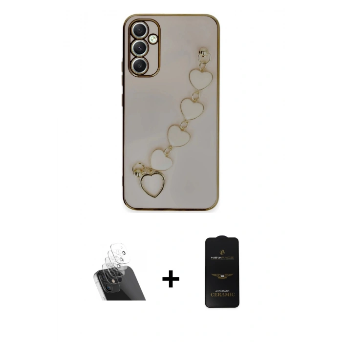 MARSİLYAN™- Galaxy A34 5G Kılıf Nova Işık Prime - Siyah 6D Antistatik Mat Seramik Hayalet Nano Ekran Koruyucu + Kamera Lens Koruma Cam - SF