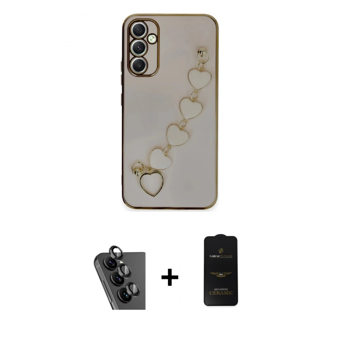 MARSİLYAN™- Galaxy A34 5G Kılıf Nova Işık Prime - Siyah 6D Antistatik Mat Seramik Hayalet Nano Ekran Koruyucu + Siyah Valdez Metal Kamera Lens