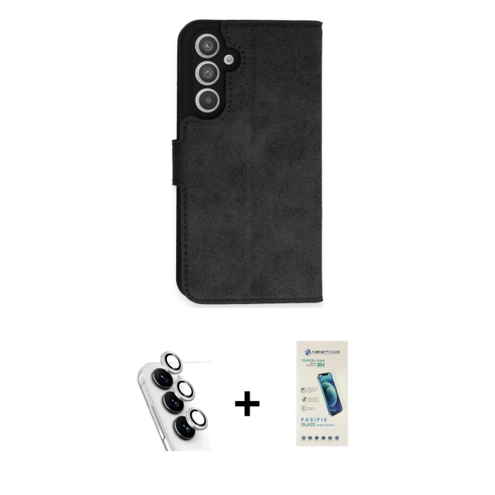 MARSİLYAN™- Galaxy A34 5G Kılıf Siluet Işık Serisi - Şeffaf Pasifik Cam Ekran Koruyucu + Valdez Metal Kamera Lens - GS