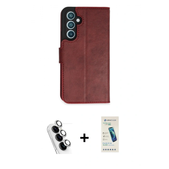 MARSİLYAN™- Galaxy A34 5G Kılıf Siluet Işık Serisi - Şeffaf Pasifik Cam Ekran Koruyucu + Valdez Metal Kamera Lens - GS