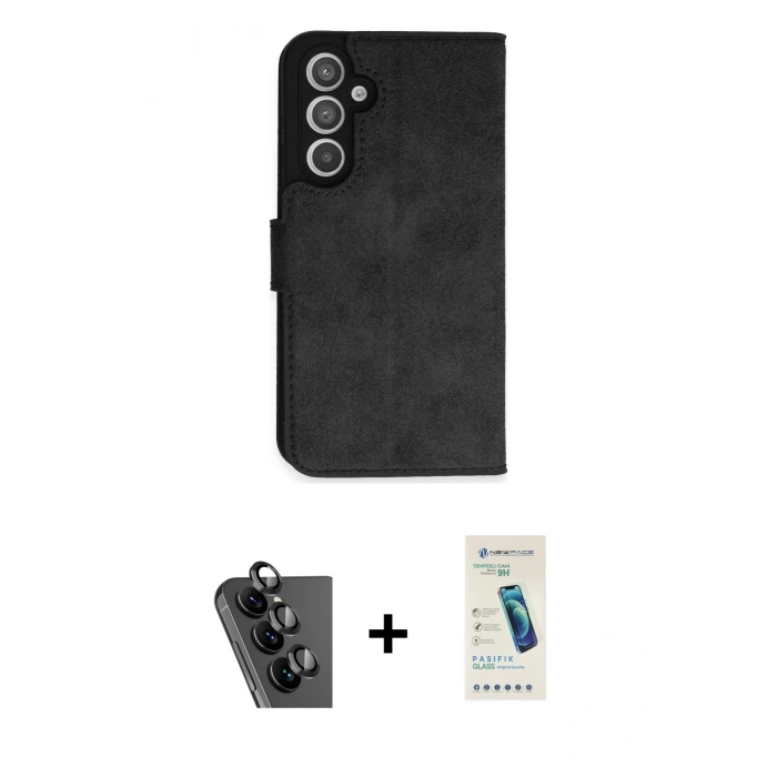 MARSİLYAN™- Galaxy A34 5G Kılıf Siluet Işık Serisi - Şeffaf Pasifik Cam Ekran Koruyucu + Valdez Metal Kamera Lens - SH