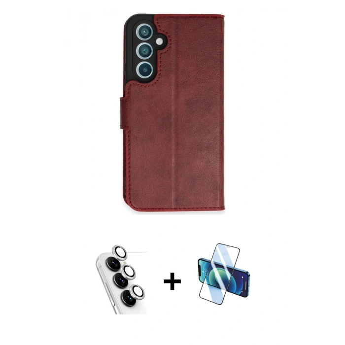 MARSİLYAN™- Galaxy A34 5G Kılıf Siluet Işık Serisi - Siyah 3D Antistatik Cam Ekran Koruyucu + Valdez Metal Kamera Lens - GS