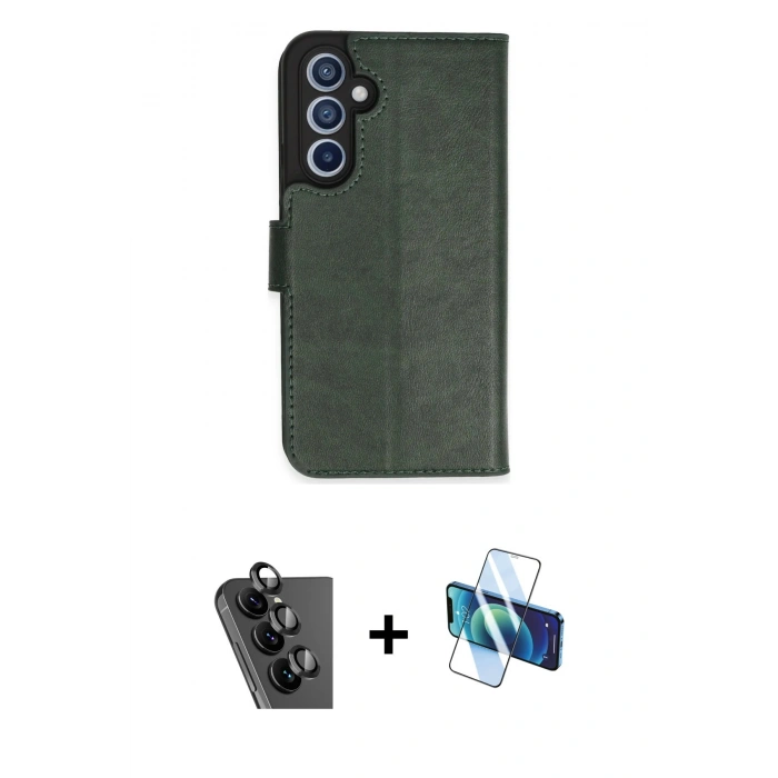 MARSİLYAN™- Galaxy A34 5G Kılıf Siluet Işık Serisi - Siyah 3D Antistatik Cam Ekran Koruyucu + Valdez Metal Kamera Lens - SH