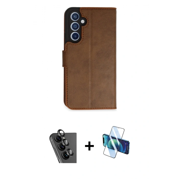 MARSİLYAN™- Galaxy A34 5G Kılıf Siluet Işık Serisi - Siyah 3D Antistatik Cam Ekran Koruyucu + Valdez Metal Kamera Lens - SH