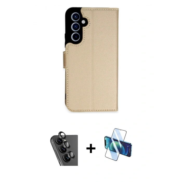 MARSİLYAN™- Galaxy A34 5G Kılıf Siluet Işık Serisi - Siyah 3D Antistatik Seramik Nano Ekran Koruyucu + Valdez Metal Kamera Lens - SH