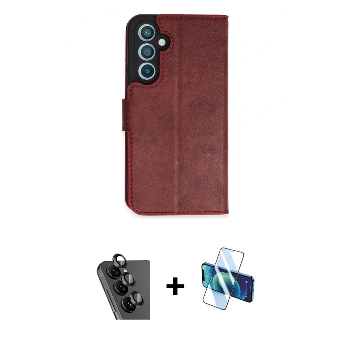 MARSİLYAN™- Galaxy A34 5G Kılıf Siluet Işık Serisi - Siyah 3D Antistatik Seramik Nano Ekran Koruyucu + Valdez Metal Kamera Lens - SH