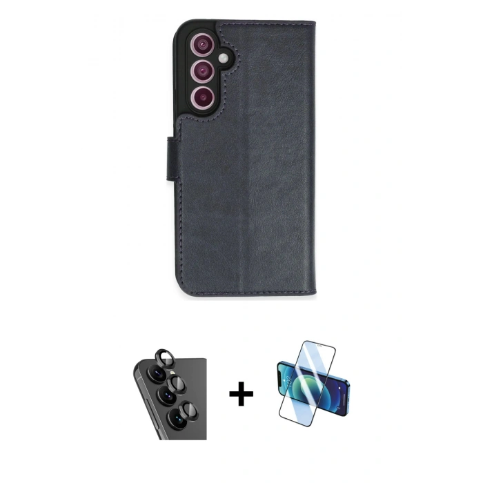 MARSİLYAN™- Galaxy A34 5G Kılıf Siluet Işık Serisi - Siyah 3D Antistatik Seramik Nano Ekran Koruyucu + Valdez Metal Kamera Lens - SH