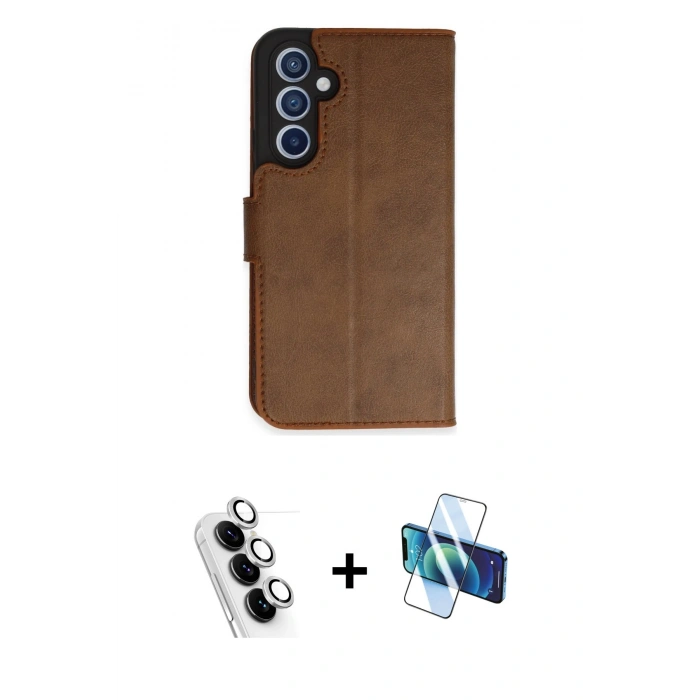 MARSİLYAN™- Galaxy A34 5G Kılıf Siluet Işık Serisi - Siyah 3D Antistatik Seramik Nano Ekran Koruyucu + Valdez Metal Kamera Lens - GS