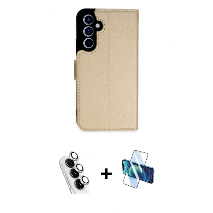 MARSİLYAN™- Galaxy A34 5G Kılıf Siluet Işık Serisi - Siyah 3D Antistatik Seramik Nano Ekran Koruyucu + Valdez Metal Kamera Lens - GS