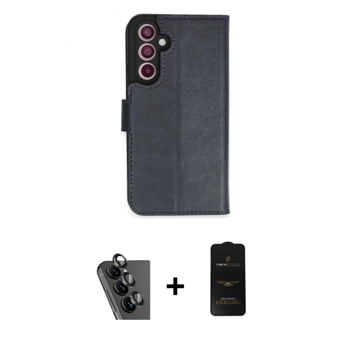 MARSİLYAN™- Galaxy A34 5G Kılıf Siluet Işık Serisi - Siyah 6D Antistatik Mat Seramik Hayalet Nano Ekran Koruyucu + Valdez Metal Kamera Lens - SH