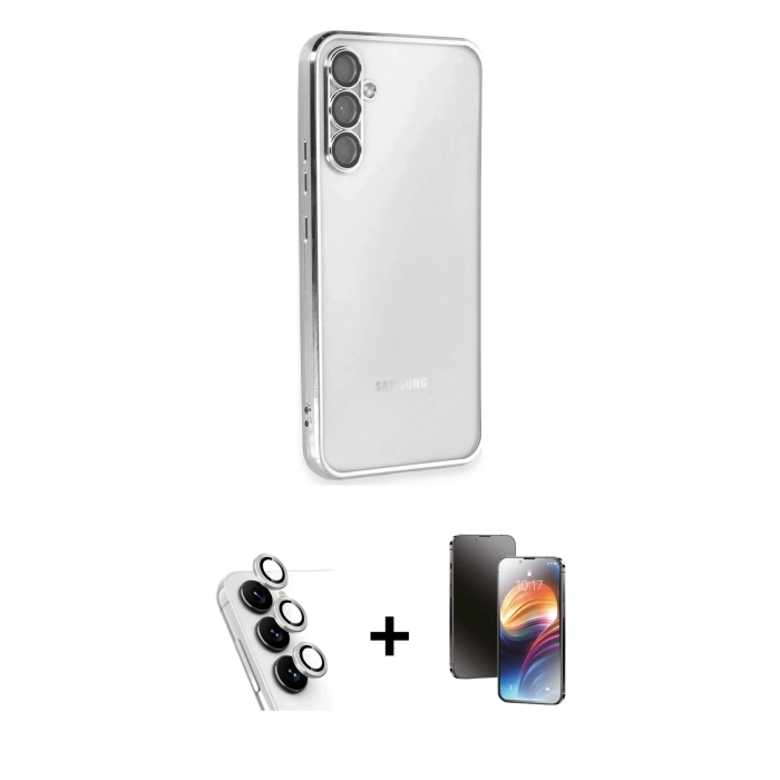 MARSİLYAN™- Galaxy A34 5G Kılıf Vadi Minimal - Siyah 3D Antistatik Mat Seramik Nano Ekran Koruyucu + Valdez Metal Kamera Lens - GS