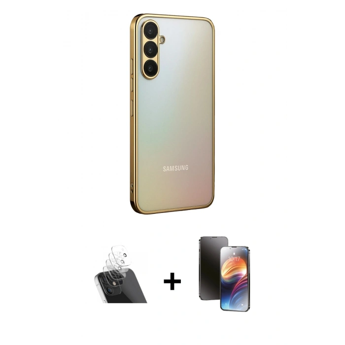MARSİLYAN™- Galaxy A34 5G Kılıf Vadi Minimal - Siyah 3D Antistatik Mat Seramik Nano Ekran Koruyucu + Kamera Lens Koruma Cam - SF