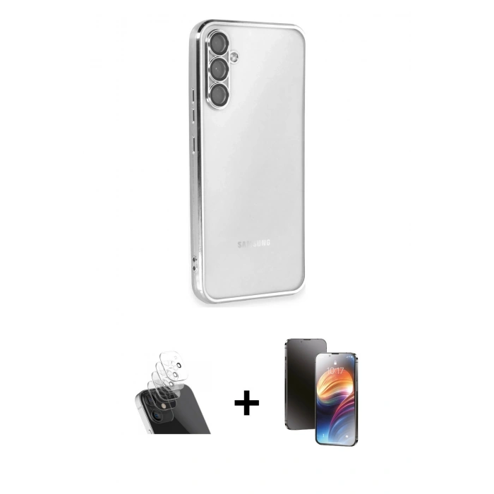 MARSİLYAN™- Galaxy A34 5G Kılıf Vadi Minimal - Siyah 3D Antistatik Mat Seramik Nano Ekran Koruyucu + Kamera Lens Koruma Cam - SF