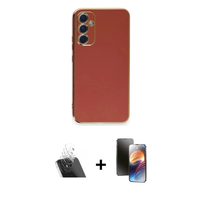 MARSİLYAN™- Galaxy A34 5G Kılıf Yankı Serisi - Siyah 3D Antistatik Mat Seramik Nano Ekran Koruyucu + Kamera Lens Koruma Cam - SF