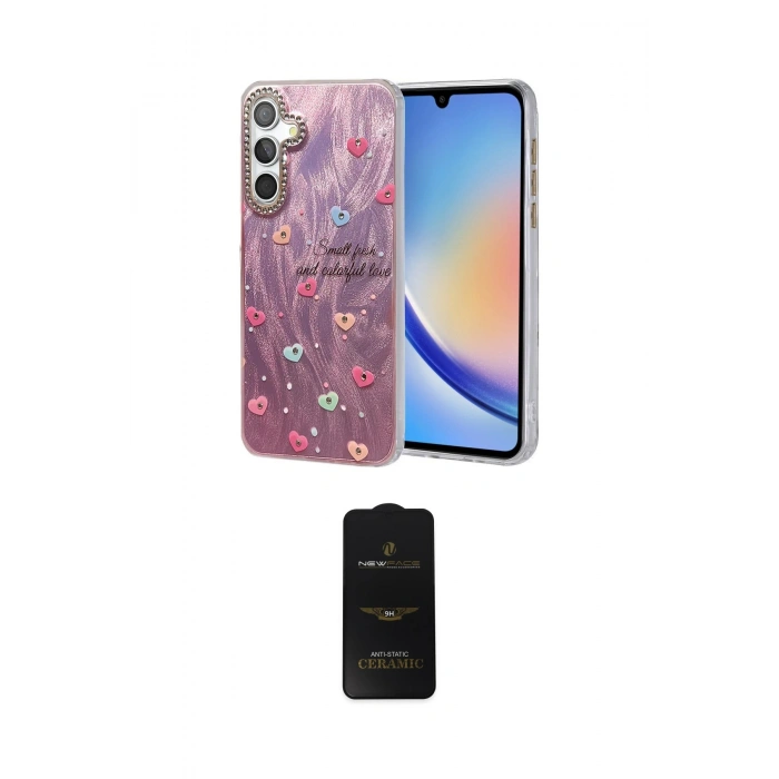 MARSİLYAN™- Galaxy A34 5G Kılıf Zirve Modern Prime - Siyah 6D Antistatik Mat Seramik Hayalet Nano Ekran Koruyucu