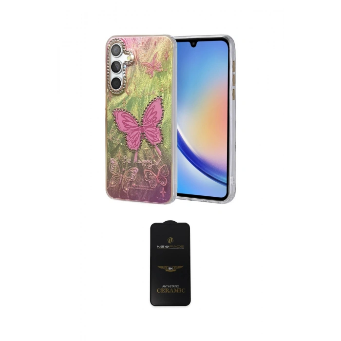 MARSİLYAN™- Galaxy A34 5G Kılıf Zirve Modern Prime - Siyah 6D Antistatik Mat Seramik Hayalet Nano Ekran Koruyucu