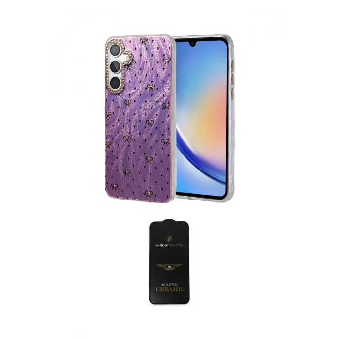 MARSİLYAN™- Galaxy A34 5G Kılıf Zirve Modern Prime - Siyah 6D Antistatik Mat Seramik Hayalet Nano Ekran Koruyucu